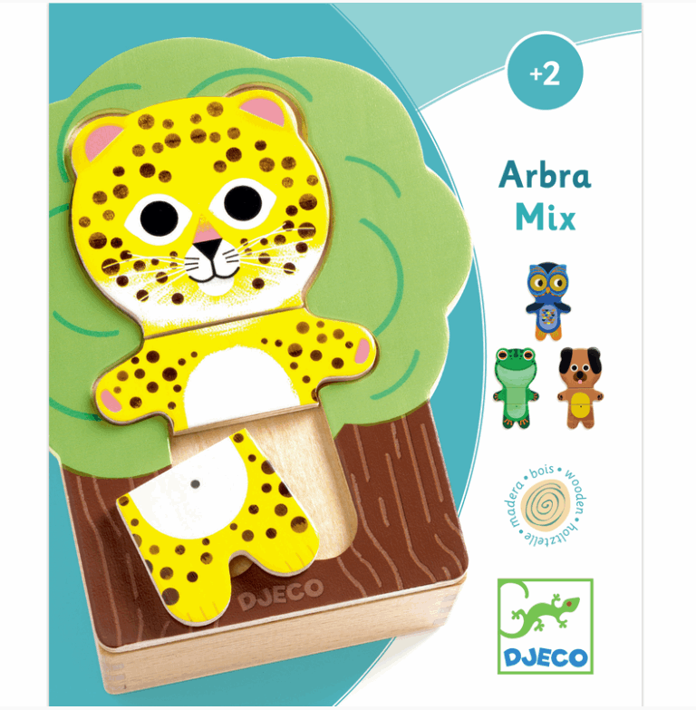 Djeco Animal Arbramix Wooden Puzzle Set 18pc Puzzle