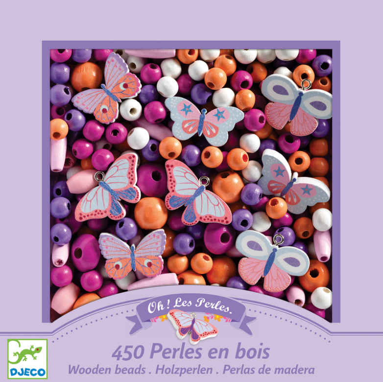 Djeco Colourful Butterfly Wooden Beads 450pc