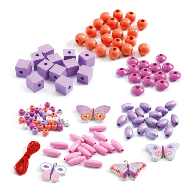 Djeco Colourful Butterfly Wooden Beads 450pc