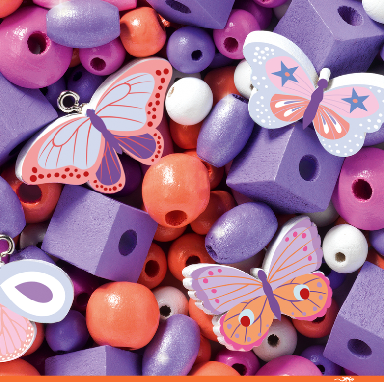 Djeco Colourful Butterfly Wooden Beads 450pc