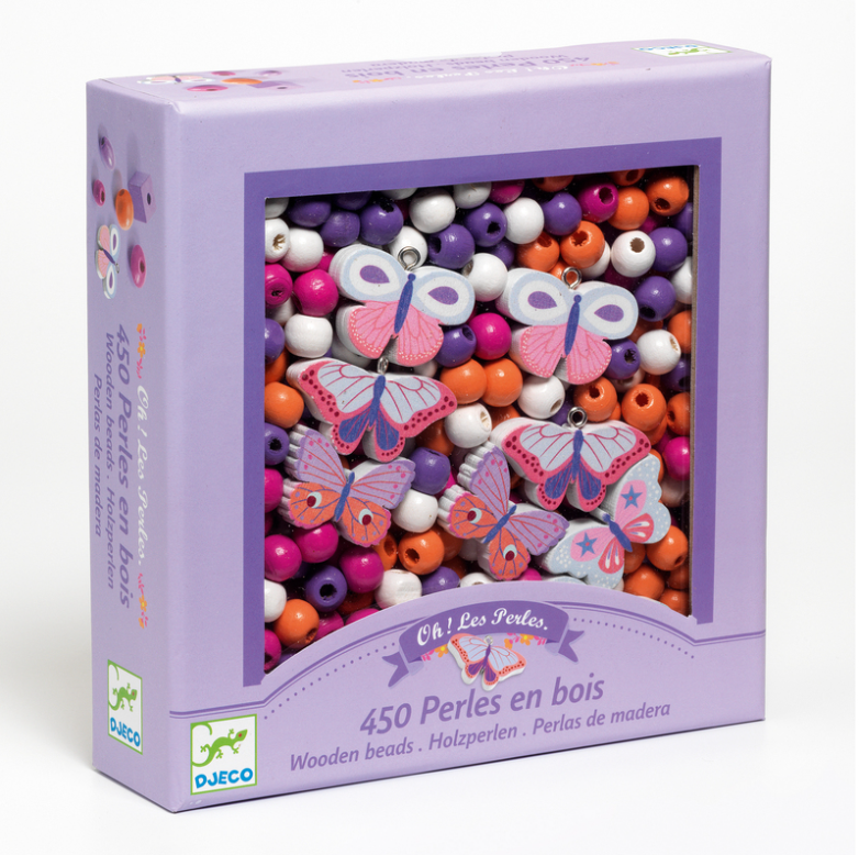 Djeco Colourful Butterfly Wooden Beads 450pc
