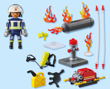 Load image into Gallery viewer, Playmobil Firefighter with Water Pump  71826
