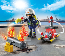 Load image into Gallery viewer, Playmobil Firefighter with Water Pump  71826
