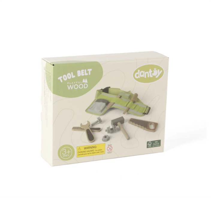 Dantoy Playful Wood Tool Belt 11pc timber toy