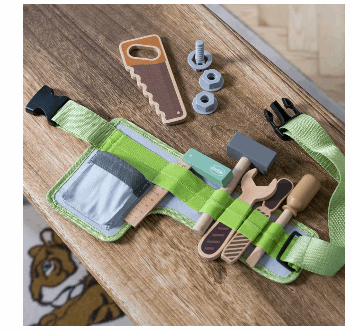 Dantoy Playful Wood Tool Belt 11pc timber toy
