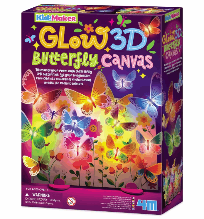 4M Kidzmaker 3D Glow Butterfly Canvas Art & Craft Kits