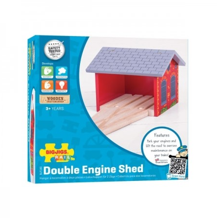 BigJigs Toys Rail Double Engine Shed Toy Trains & Train Sets