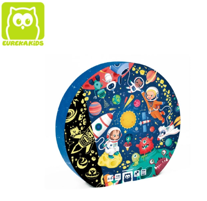 EurekaKids Solar System Adventure Glow In The Dark Puzzle 100pc