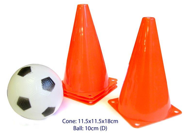 Soccer Cones 4pc with Pvc Ball Outdoor Play