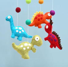 Load image into Gallery viewer, Tara Treasures Felt Nursery Cot Mobile Dinosaurs
