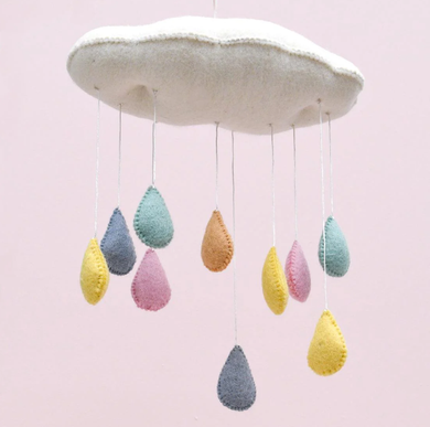 Tara Treasures Felt Cloud Nursery Mobile with Raindrops 3D Pastel Baby & Toddler