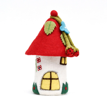 Load image into Gallery viewer, Tara Treasures Felt Fairies &amp; Gnomes House w/ Red Roof
