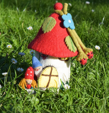 Load image into Gallery viewer, Tara Treasures Fairies &amp; Gnomes House w/ Red Roof
