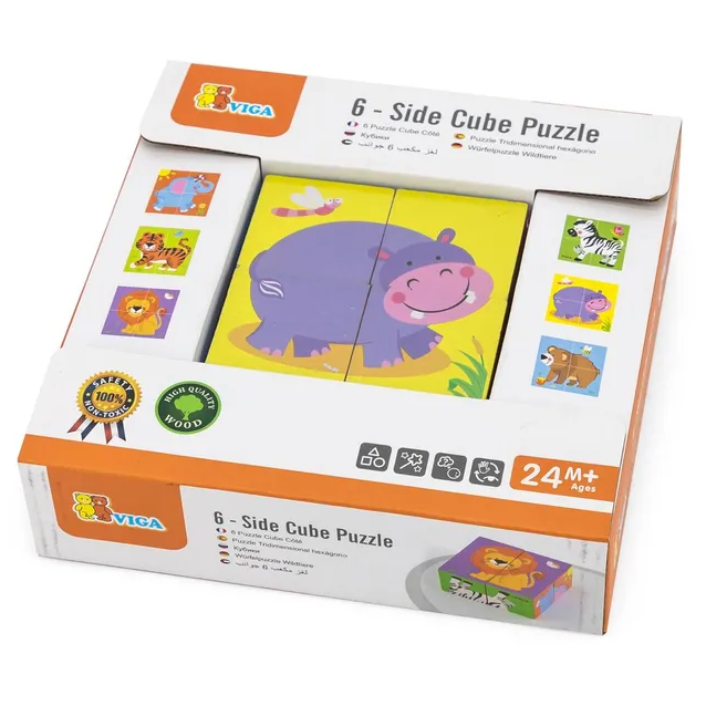 Viga Wild Animals Cube Puzzle 6 Side