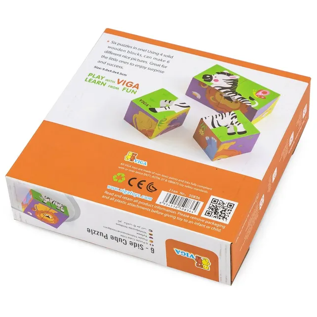 Viga Wild Animals Cube Puzzle 6 Side