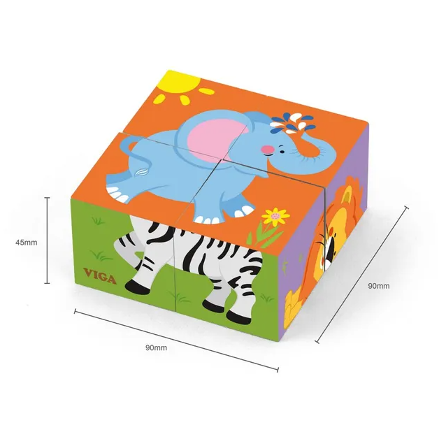 Viga Wild Animals Cube Puzzle 6 Side