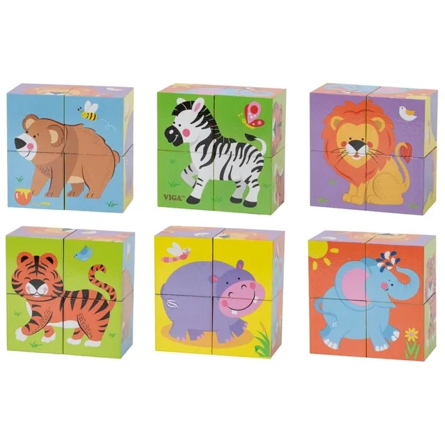 Viga Wild Animals Cube Puzzle 6 Side