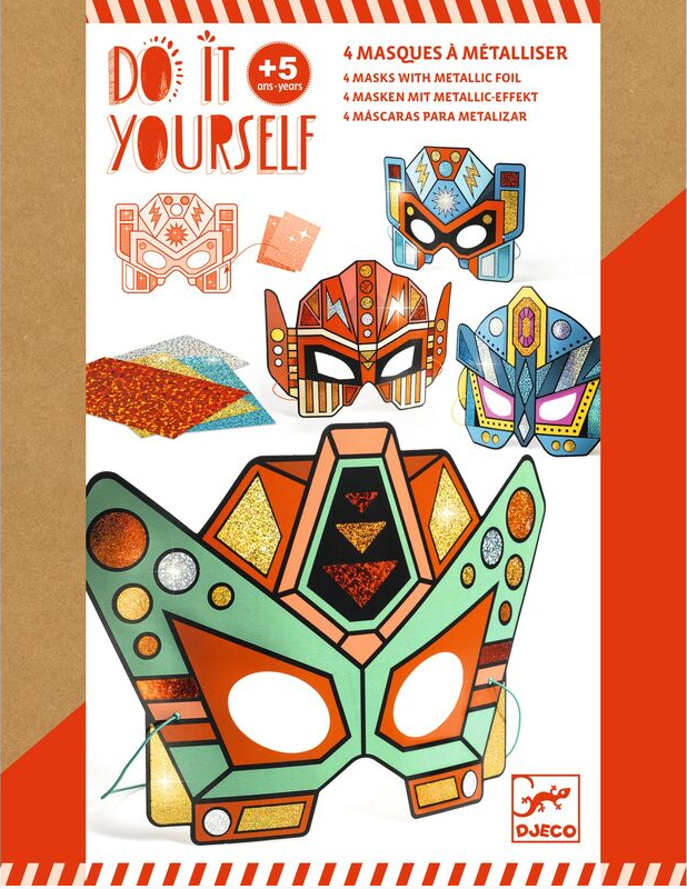 Djeco DIY Super Robot Masks with Metallic Stickers Art & Craft Kits