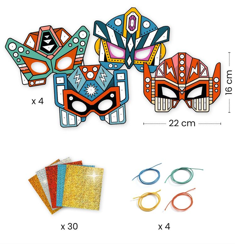 Djeco DIY Super Robot Masks with Metallic Stickers Art & Craft Kits