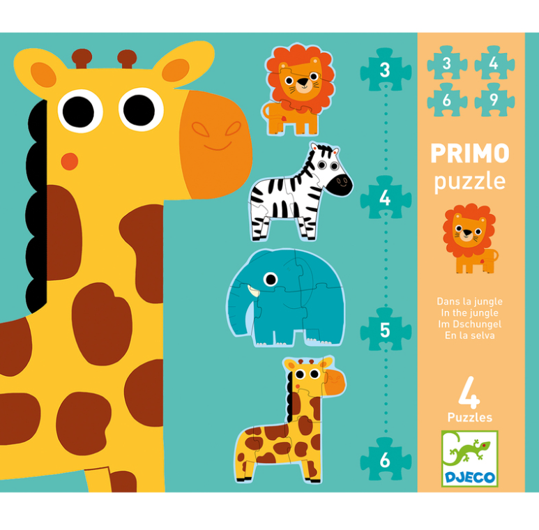 Djeco In The Jungle 3,4,5,6pc Progressive Puzzle