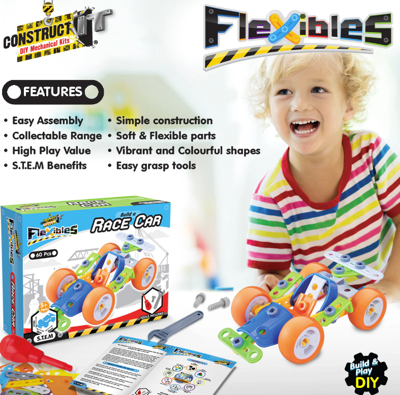 ConstructIt Flexibles Race Car 60pc