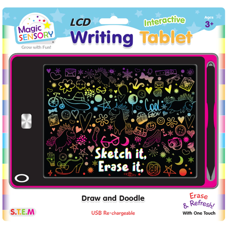 Magic Sensory LCD Writing Tablet Pink Unicorn (USB rechargable)