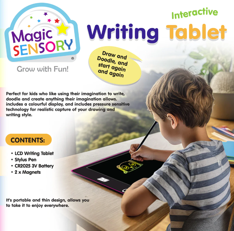 Magic Sensory LCD Writing Tablet Pink Unicorn (USB rechargable)