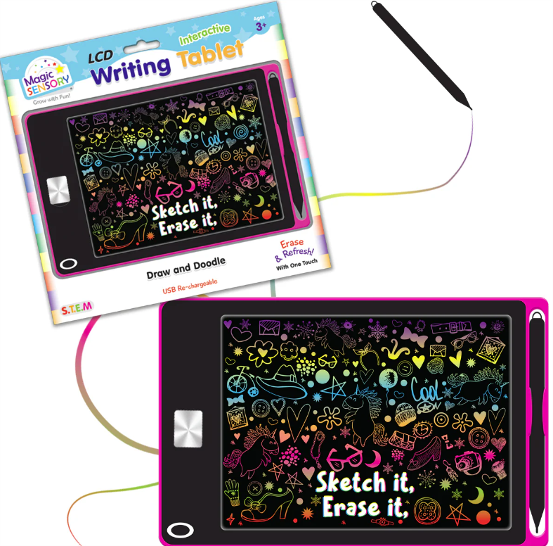 Magic Sensory LCD Writing Tablet Pink Unicorn (USB rechargable)