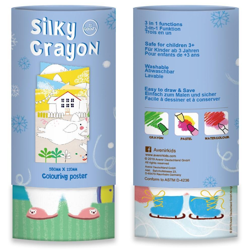 Avenir Silky Crayons 12pc Polar Bear Edition