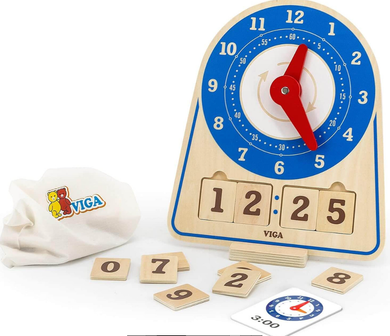 Viga Tell The Time Wooden Learning Clock Clock