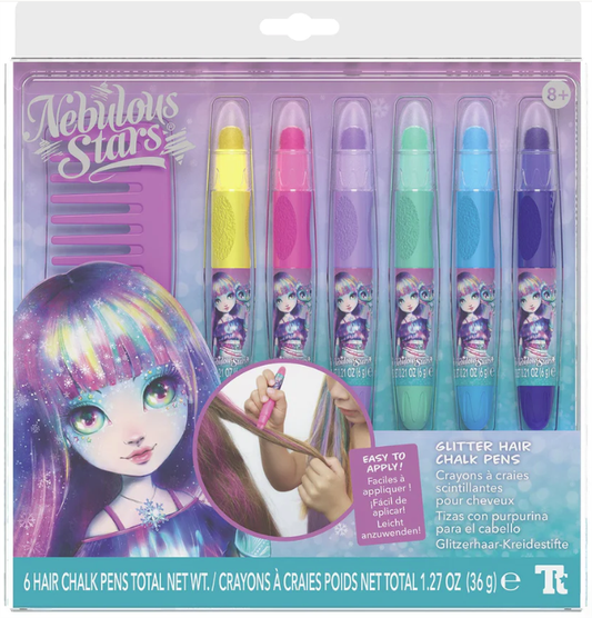 Nebulous Stars Glitter Hair Chalk Pens 6pc