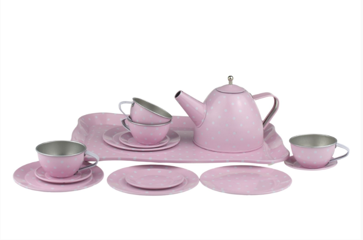 Kaper Kidz 15pc Pink Tin Tea Set tin toy