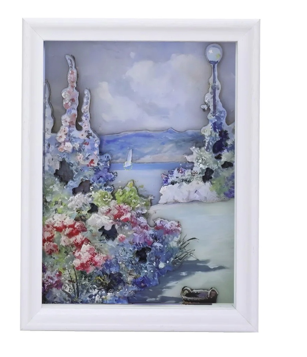 Zilipoo 3D Frame Painting The Port Where Flowers are in Bloom