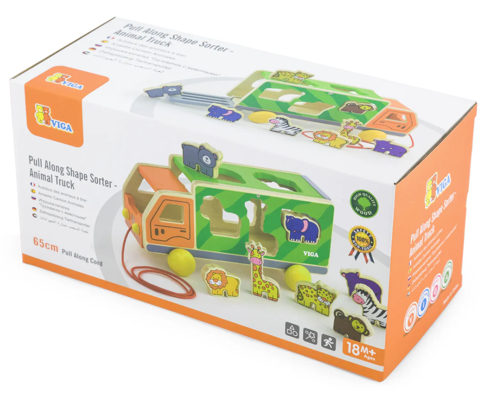 Viga Pull Along Shape Sorter Animal Truck