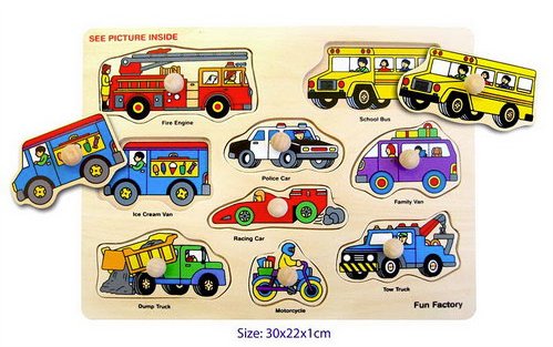 Fun Factory Wooden Puzzle with Knobs - Vehicles