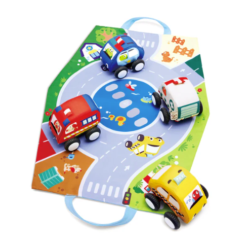 Hape Pull Back Plush Car Set