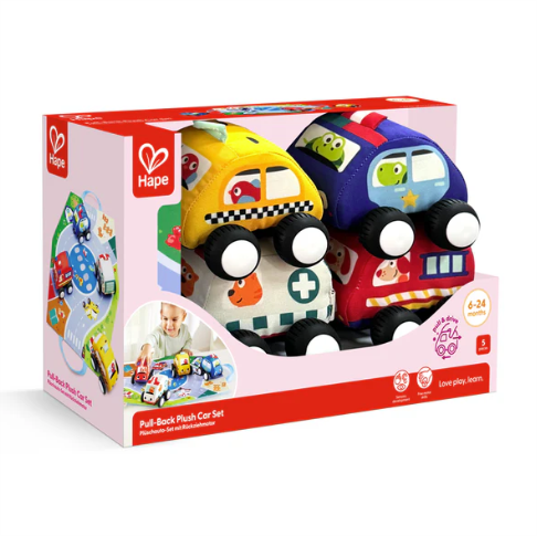 Hape Pull Back Plush Car Set