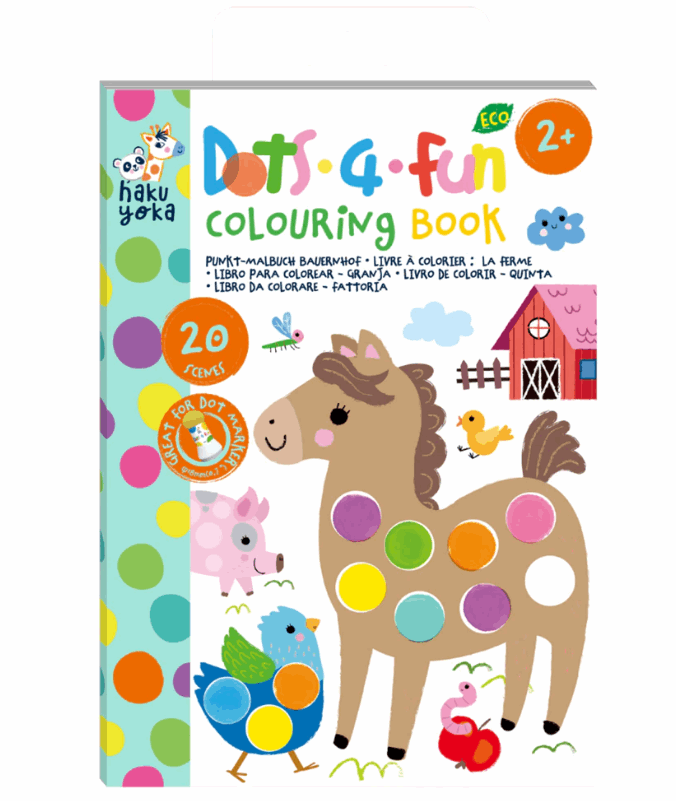 Haku Yoka Dots 4 Fun Colouring Book Farm