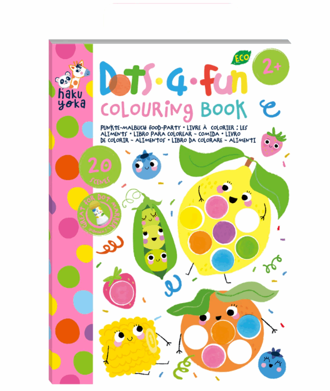 Haku Yoka Dots Fun Colouring Book Food Party