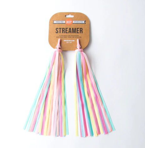 BEEP Bike & Scooter Real Ribbon Streamers Pastel Rainbow ribbons