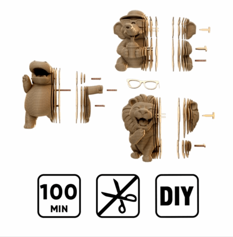 Cartonic Safari Trio 3 in 1 3D Puzzles