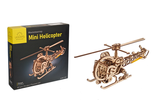 UGears Mini Helicopter Wooden Construction Set