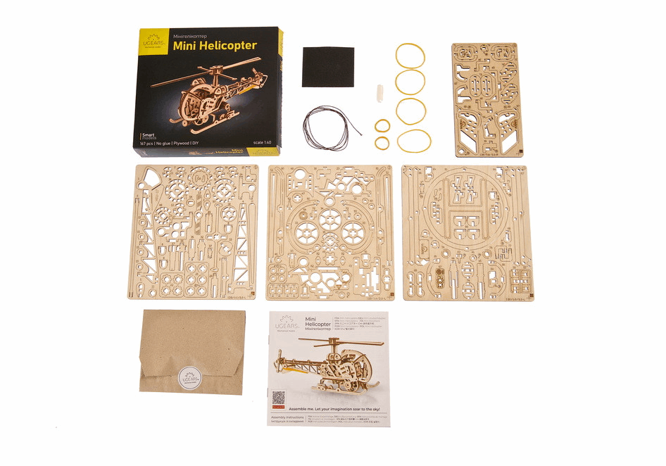 UGears Mini Helicopter Wooden Construction Set