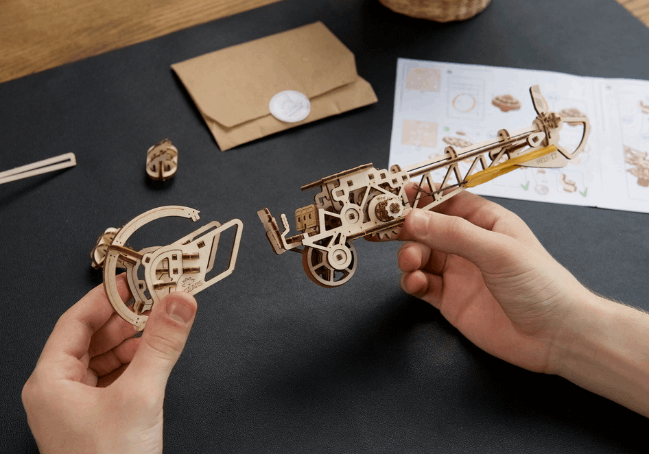 UGears Mini Helicopter Wooden Construction Set