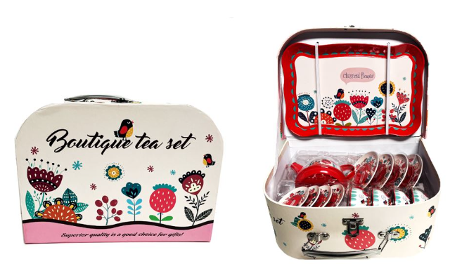 Red Garden Carry Case Tea Set