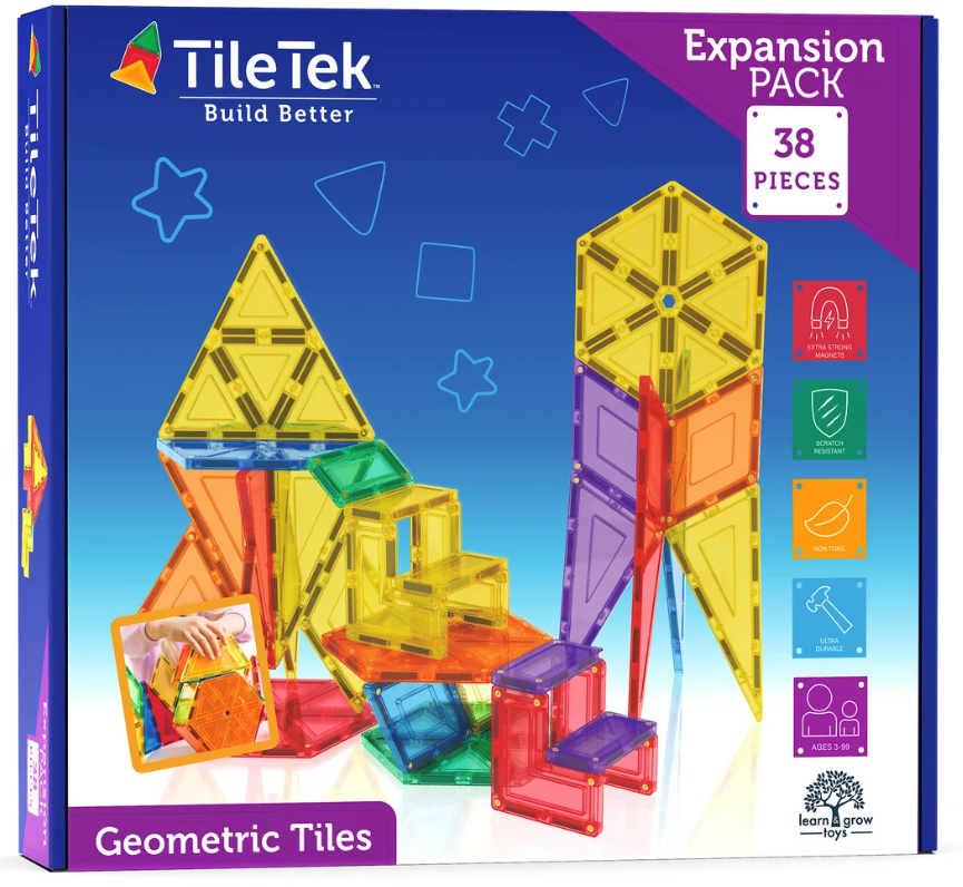 Tile Tek Magnetic Tiles 38pc Geometric Expansion Set