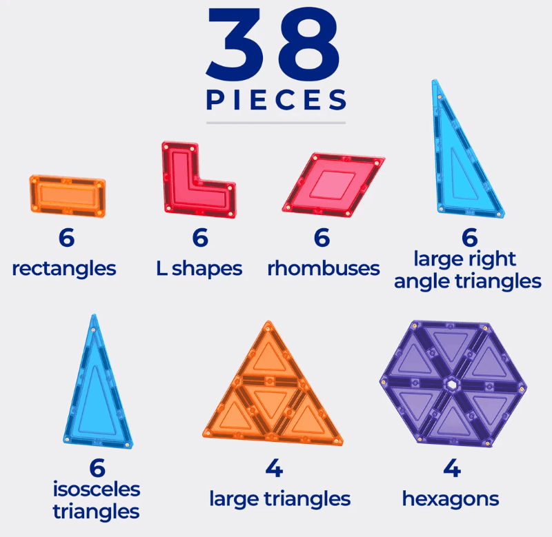 Tile Tek Magnetic Tiles 38pc Geometric Expansion Set