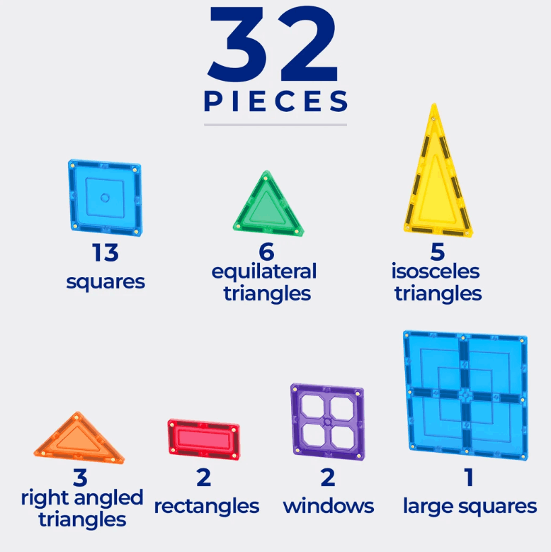 Tile Tek Magnetic Tiles 32pc Starter Set