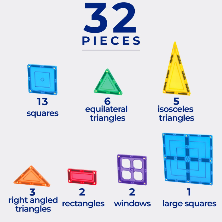 Tile Tek Magnetic Tiles 32pc Starter Set