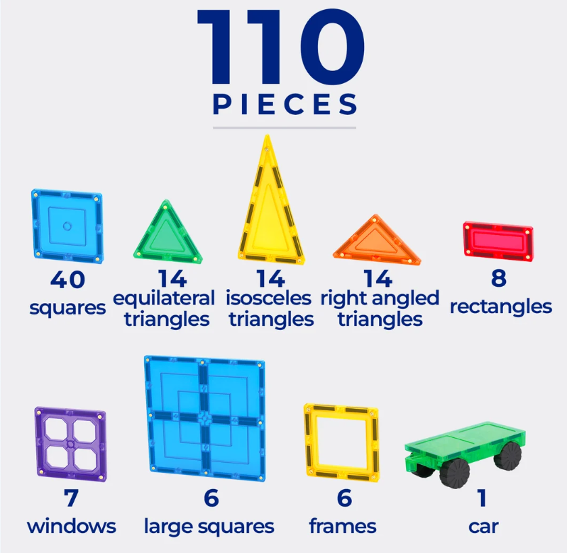 Tile Tek Magnetic Tiles 110pc Builders Set